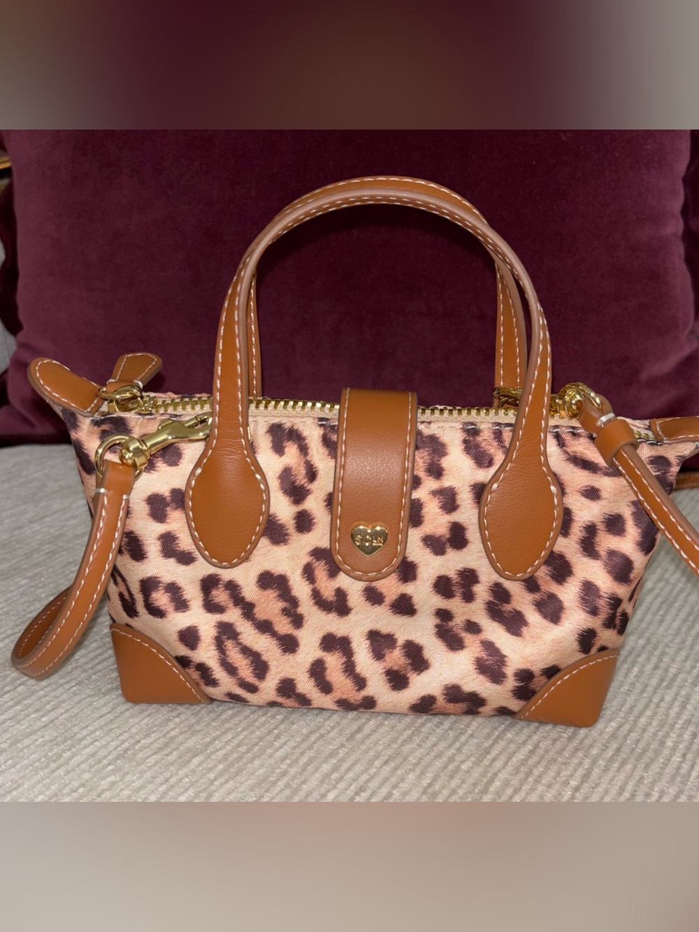 Stoney Clover Lane Pouchette Crossbody Bag Leopard Print Mini Satchel